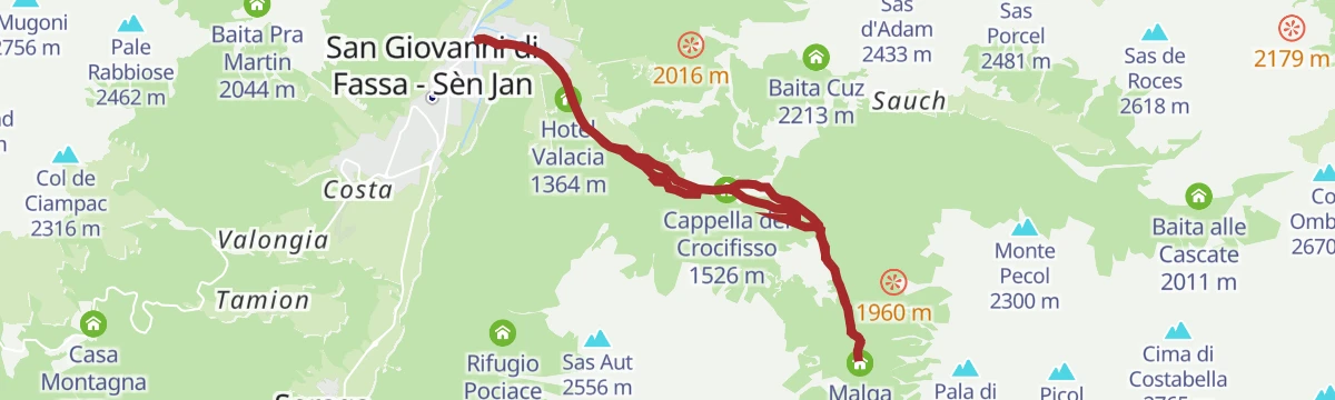 Route map: Pozza - Val Monzoni